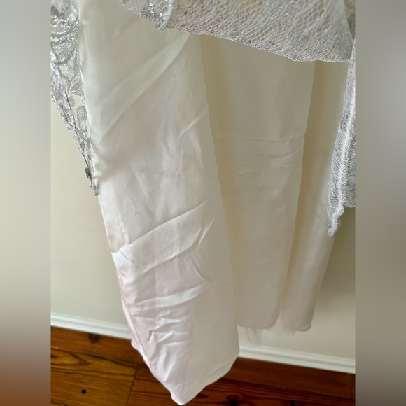 Steppin Out Wedding Prom White and Silver Lace Sweetheart Midi Dress Size 6 Y2K - Picture 13 of 15